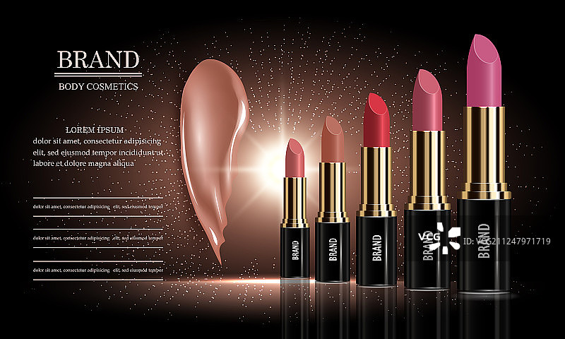 黑色背景上的化妆刷特写图片素材