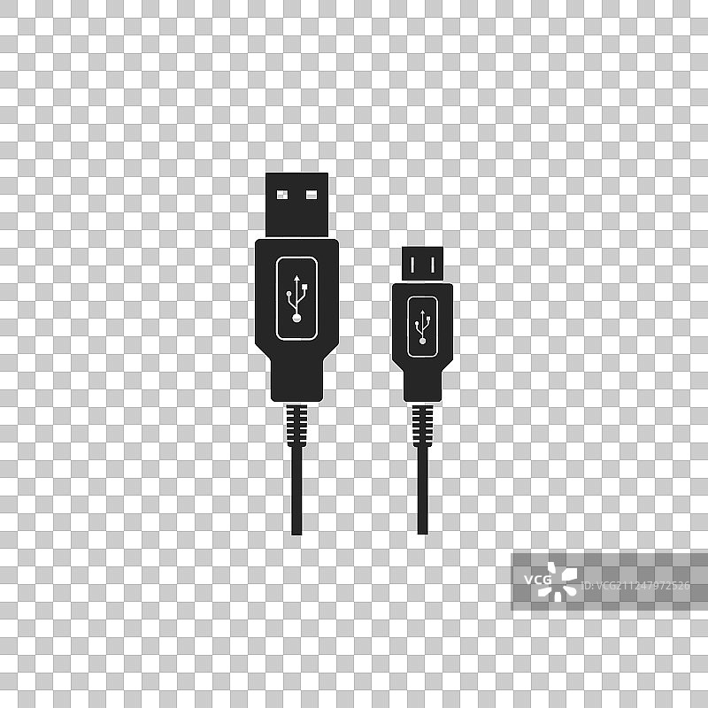 透明背景上的USB Micro数据线图标图片素材