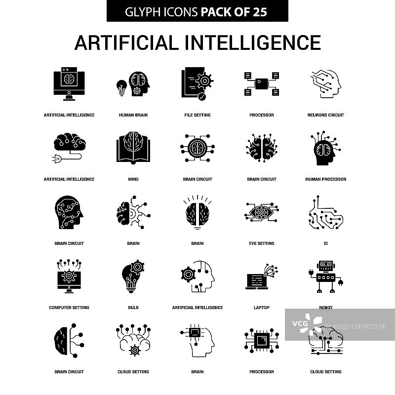 人工智能字形图标集图片素材