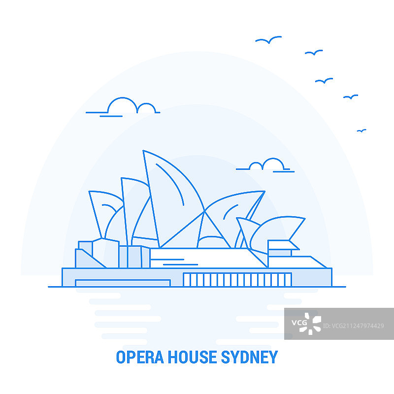 蓝色地标创意背景的歌剧院图片素材