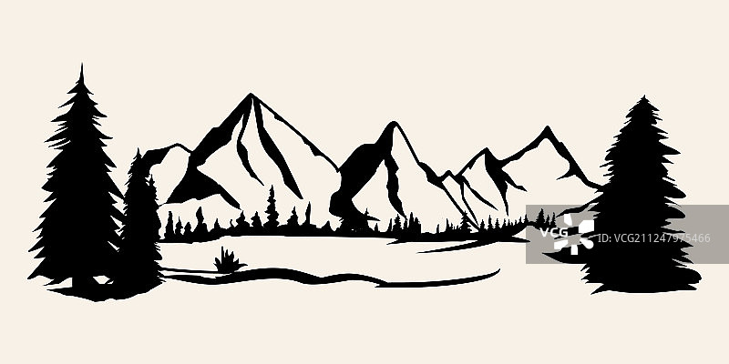 山脉剪影图片素材