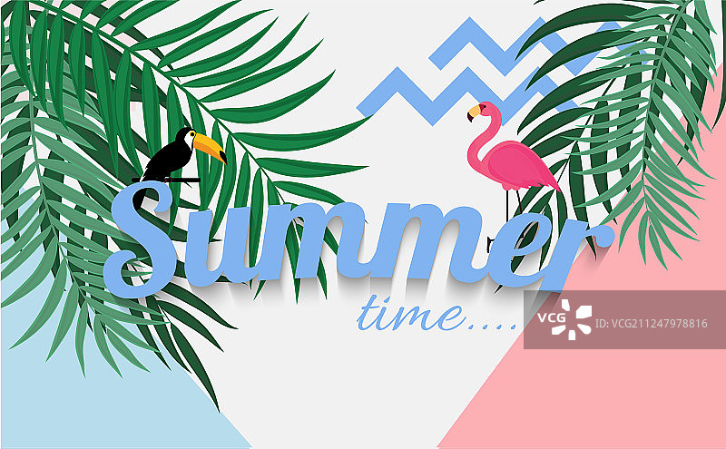 火烈鸟抽象夏季背景图片素材