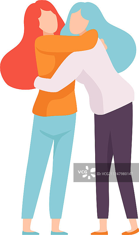 两名女人拥抱彼此，开心相遇图片素材