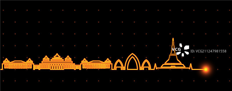 内比都光条纹天际线图片素材