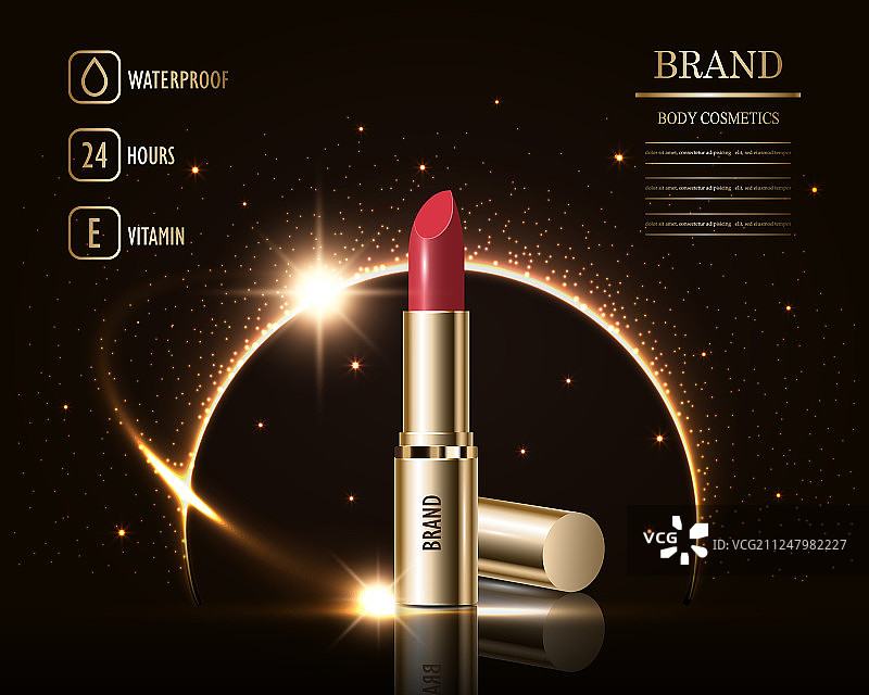 黑色背景上的口红特写图片素材