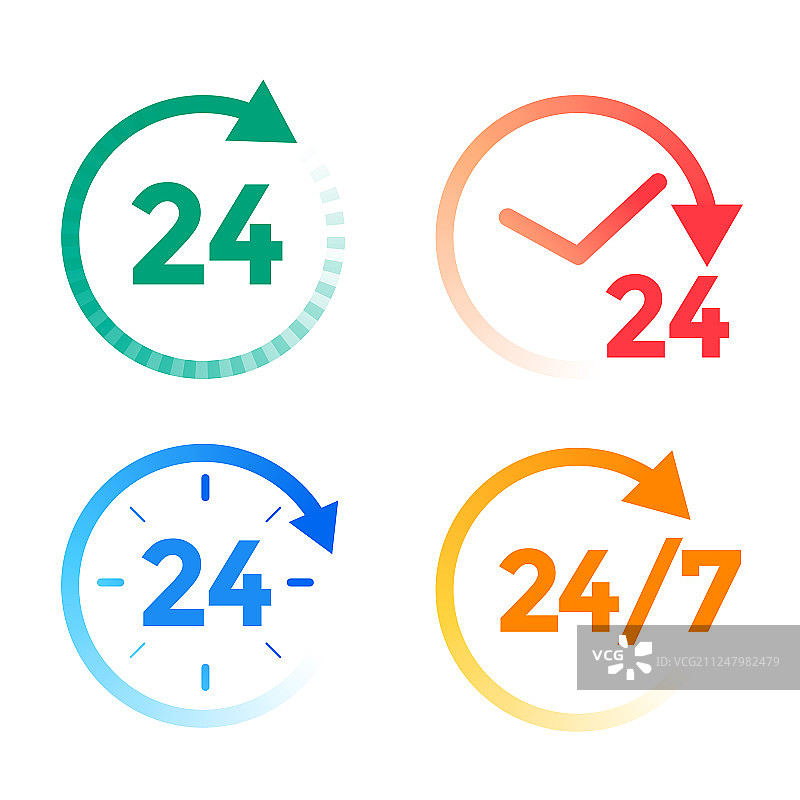 24小时全天候服务图标合集图片素材