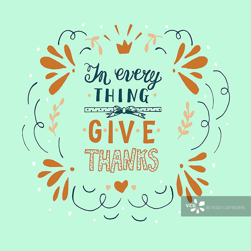 手绘字体：圣经经文——凡事谢恩图片素材