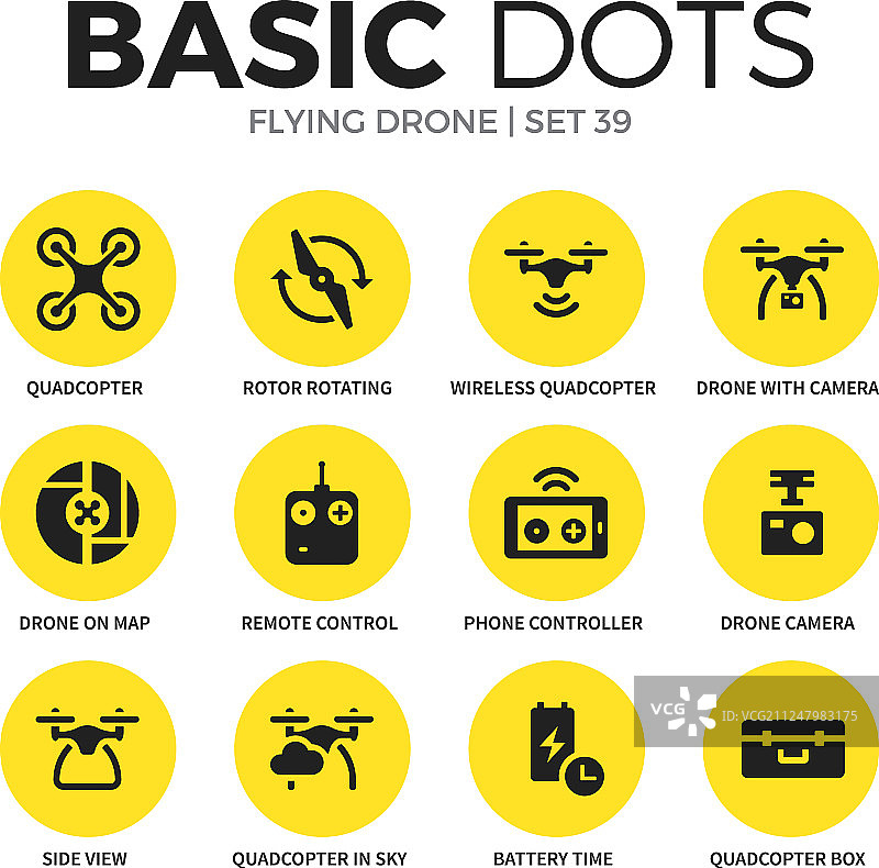 扁平风格无人机图标合集图片素材