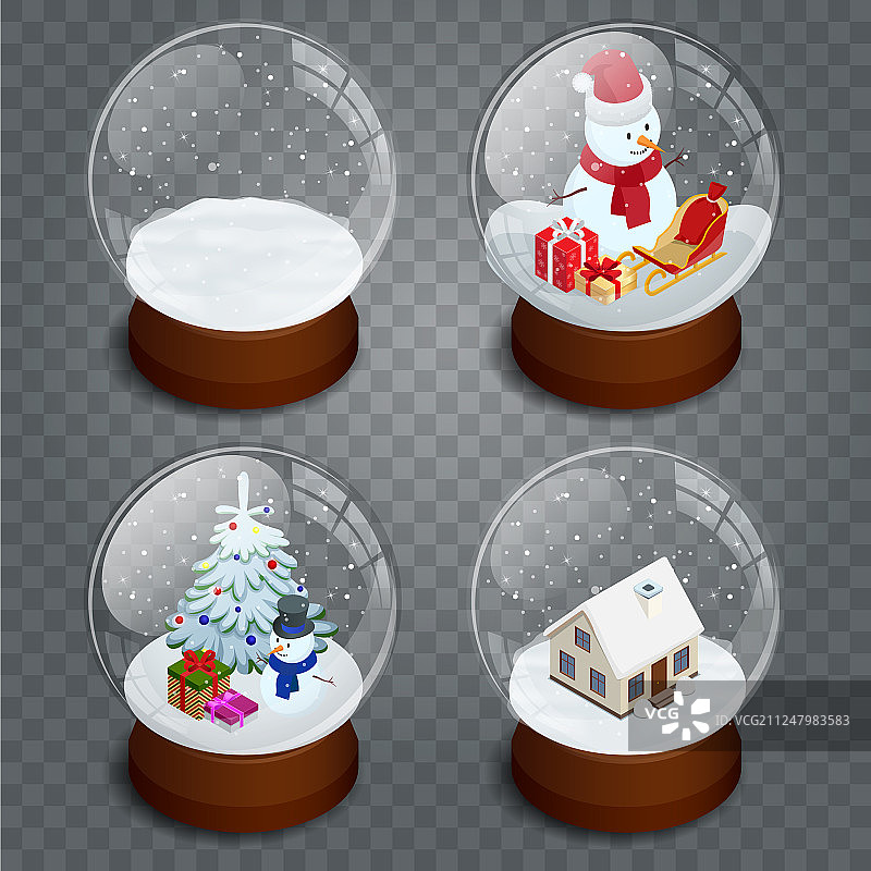 2.5D圣诞节透明水晶球图片素材