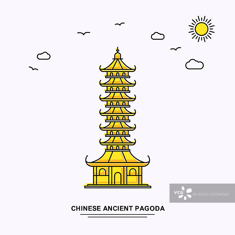 中国古塔纪念碑海报模板图片素材