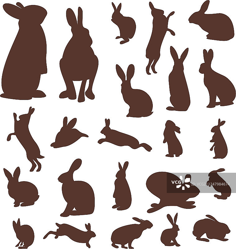 兔子设计剪影兔子组合图片素材