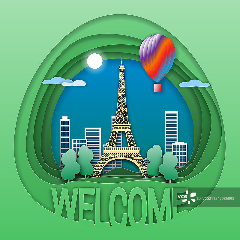 欢迎来到巴黎旅游概念埃菲尔铁塔标志图片素材