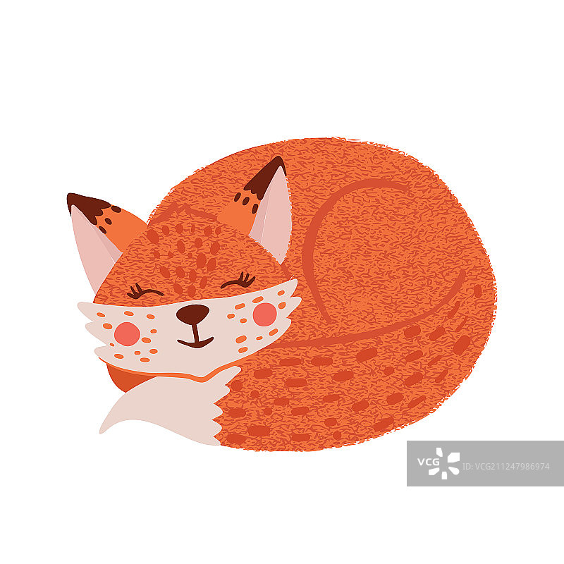 手绘可爱小狐狸图案（白色背景）图片素材