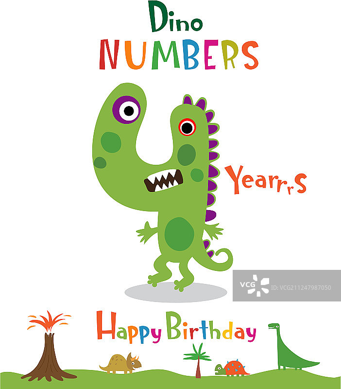 恐龙造型数字4图片素材