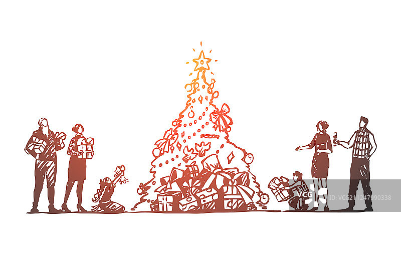 圣诞节大家庭庆祝快乐图片素材