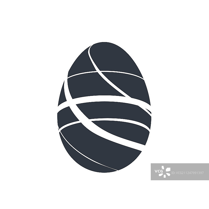 黑色复活节彩蛋图标，白色背景图片素材