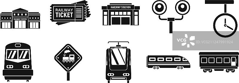 现代火车站图标简约风格合集图片素材