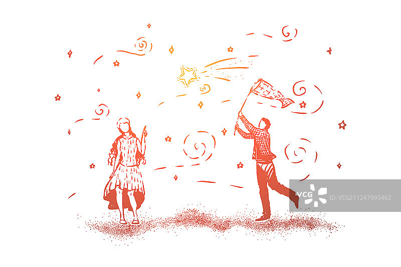 可爱的夫妇一起捕捉星星图片素材