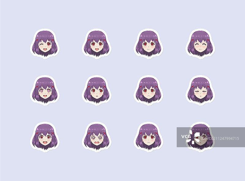 动漫女孩表情贴纸图片素材