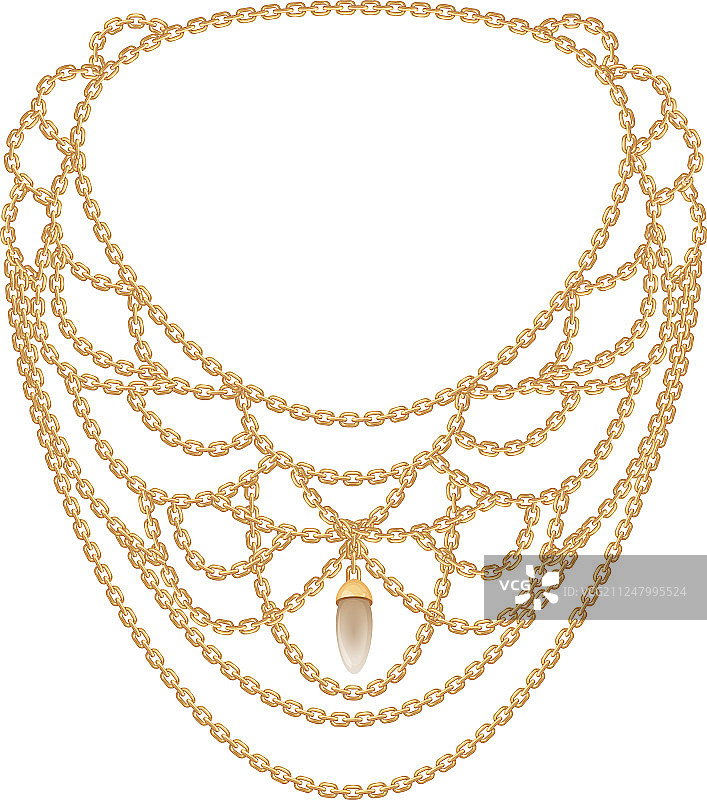 金色项链时尚图标卡通风格图片素材