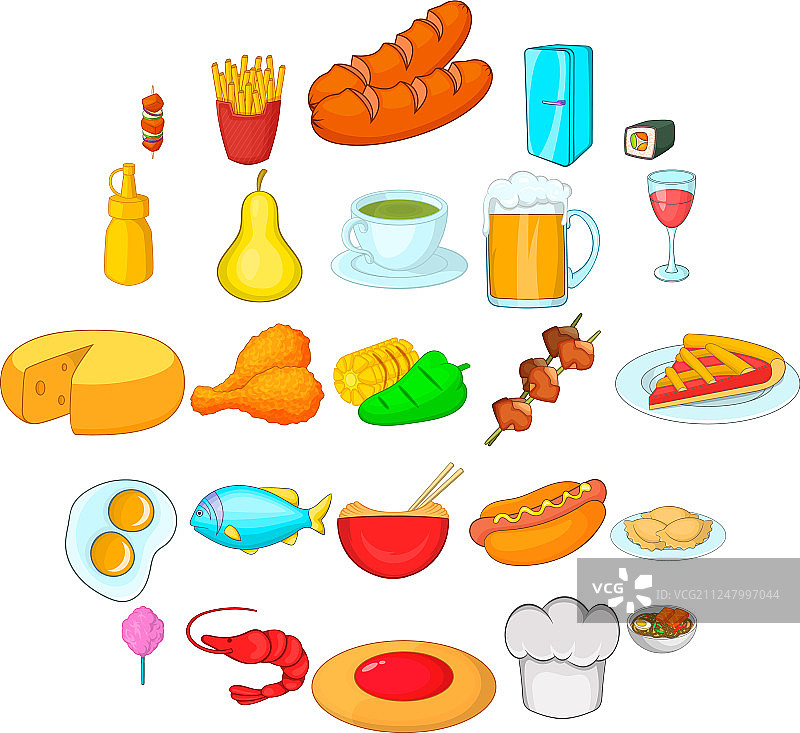 多元美食图标卡通风格合集图片素材