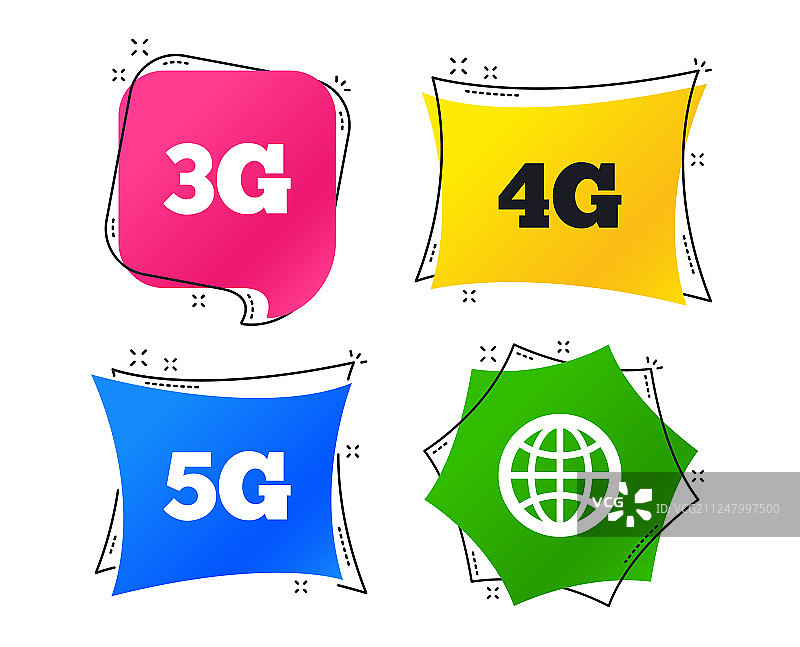 移动通信图标3G、4G和5G图片素材