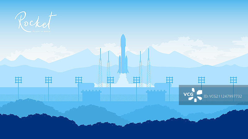 火箭在星空中发射图片素材