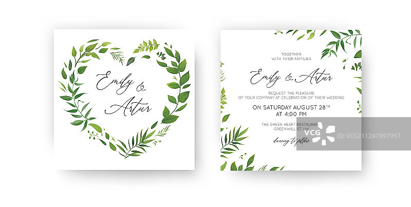 婚礼邀请函花卉请柬图片素材