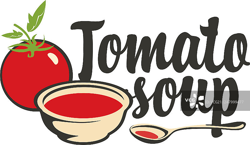 含书法字体的番茄汤banner图片素材