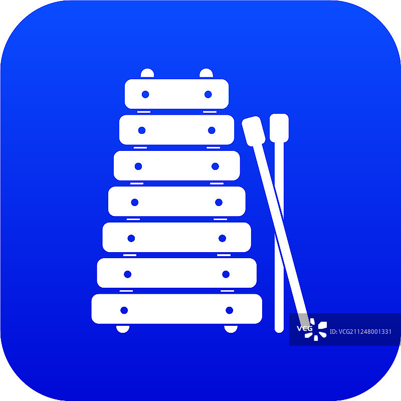 木琴和琴槌图标，数码蓝色图片素材