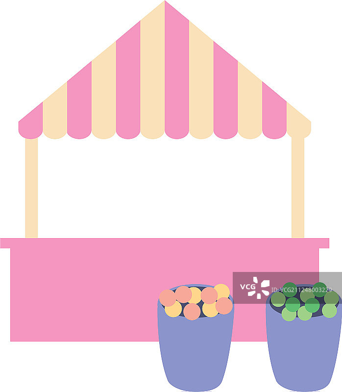 带有水果的商店售货亭独立图标图片素材