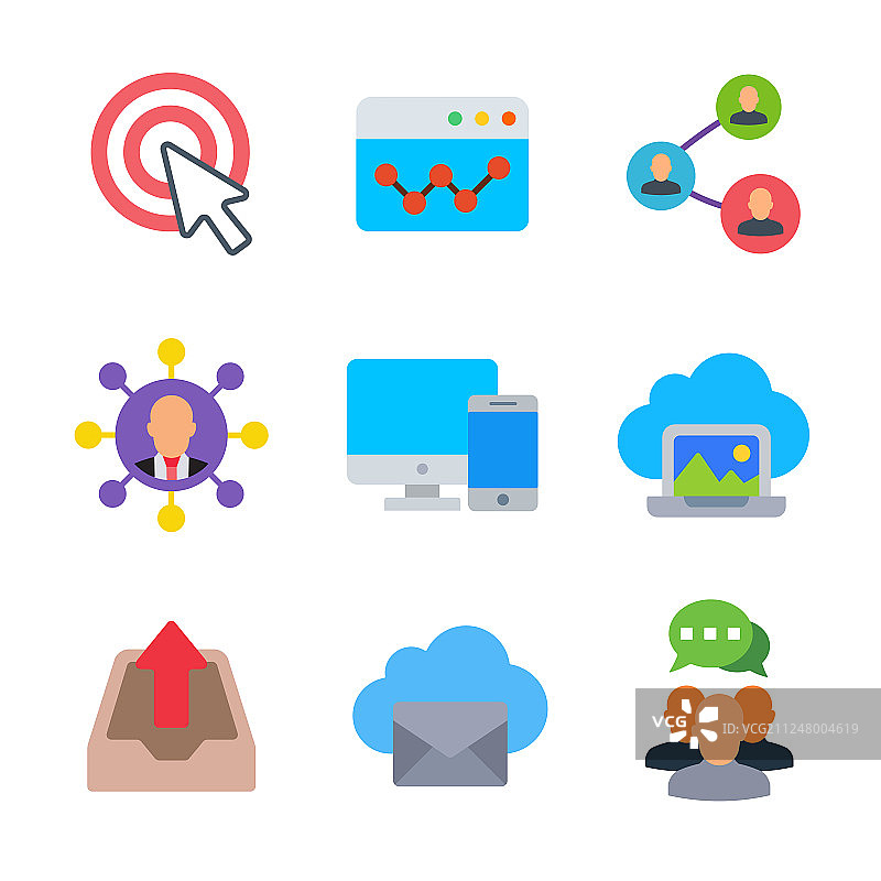 营销和SEO彩色时尚图标包2图片素材