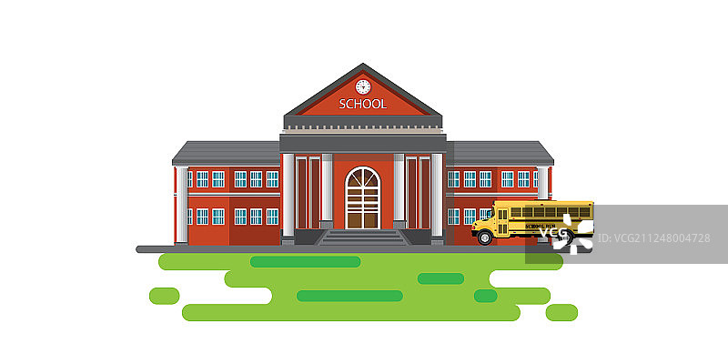 现代学校建筑与校车图片素材