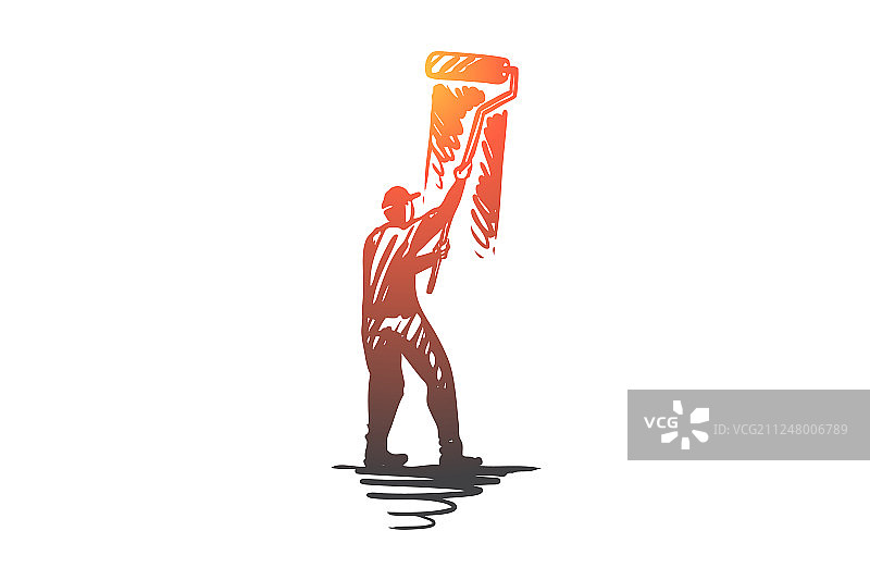 墙面刷滚筒设计概念图片素材