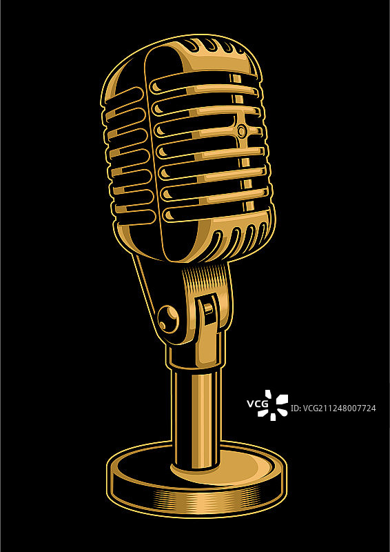 深色背景上的彩色麦克风图片素材