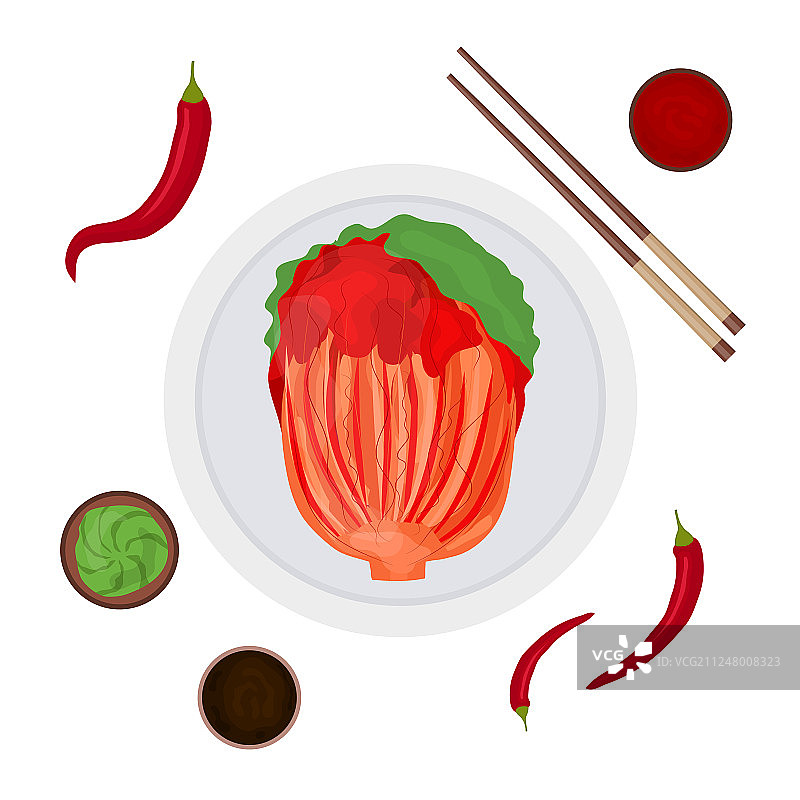 卡通彩色韩国传统食物泡菜图片素材