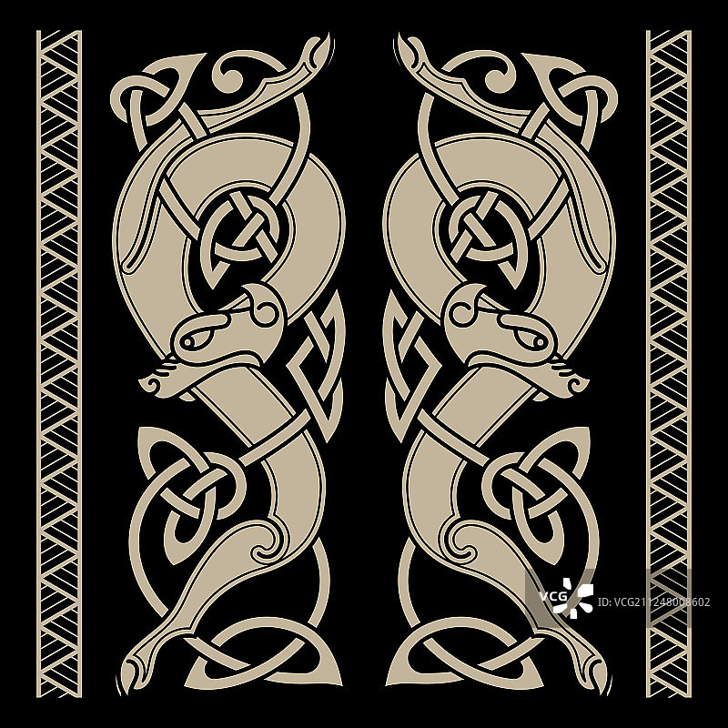 凯尔特风格狼与图案图片素材