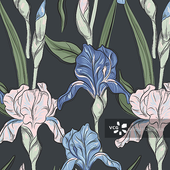 现代夏季鸢尾花印花图片素材
