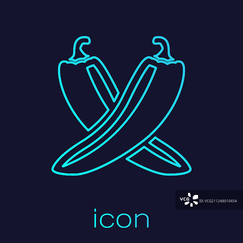 绿松石色辣椒线条图标图片素材