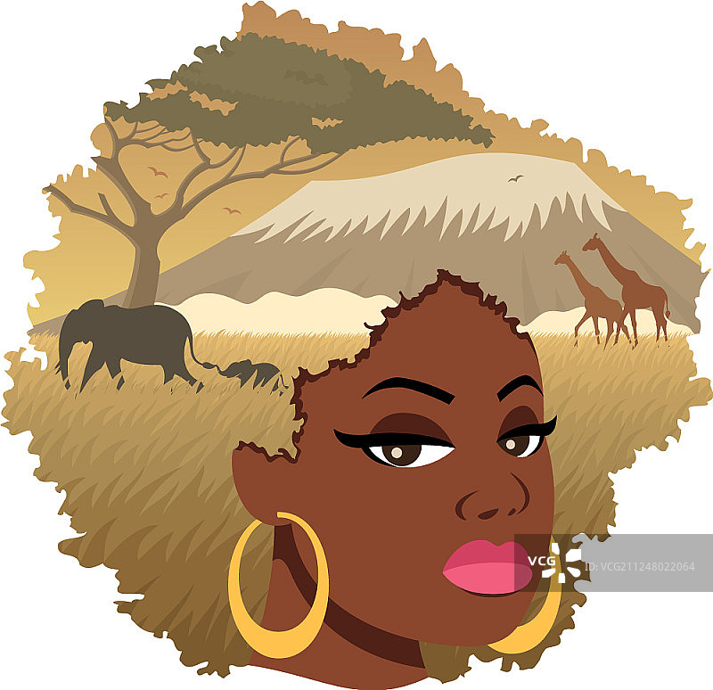 非洲女孩风景2图片素材
