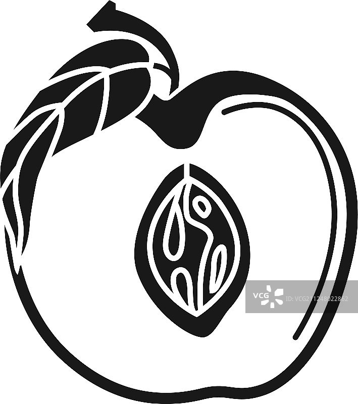 简约风格的半个桃子图标图片素材