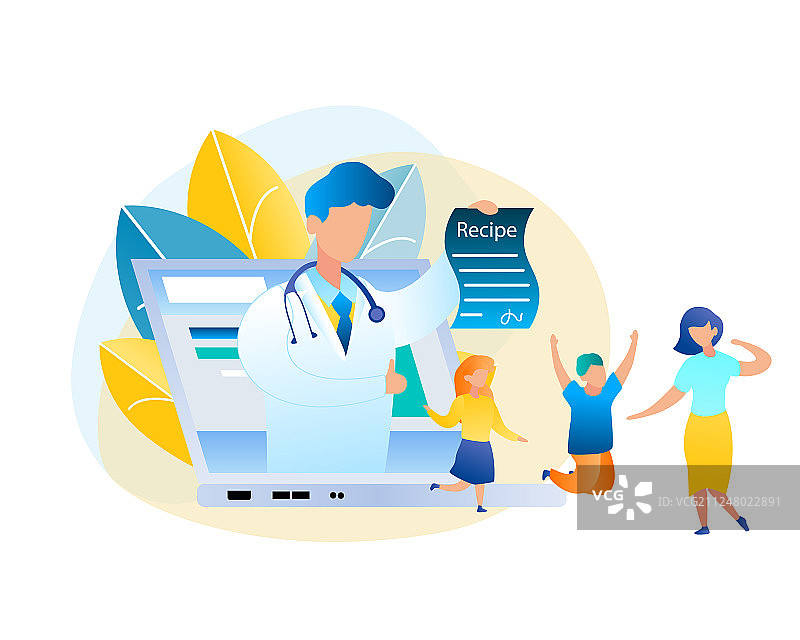 在线咨询医生和患者扁平设计图片素材