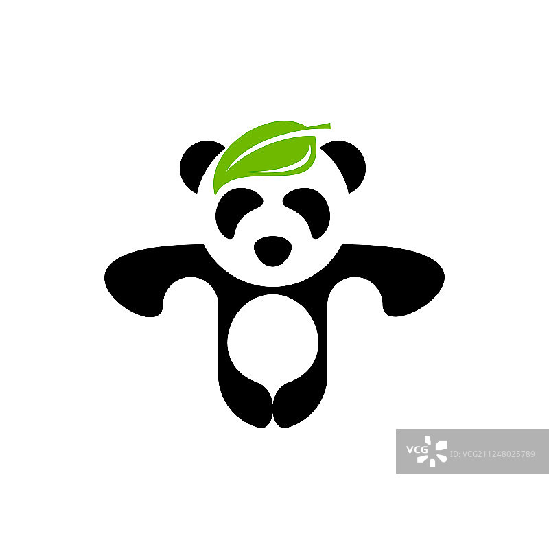 树叶熊猫标志设计图片素材