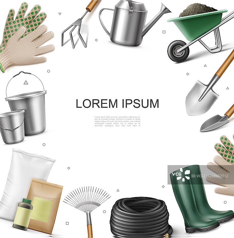 逼真风格园艺设备模板图片素材