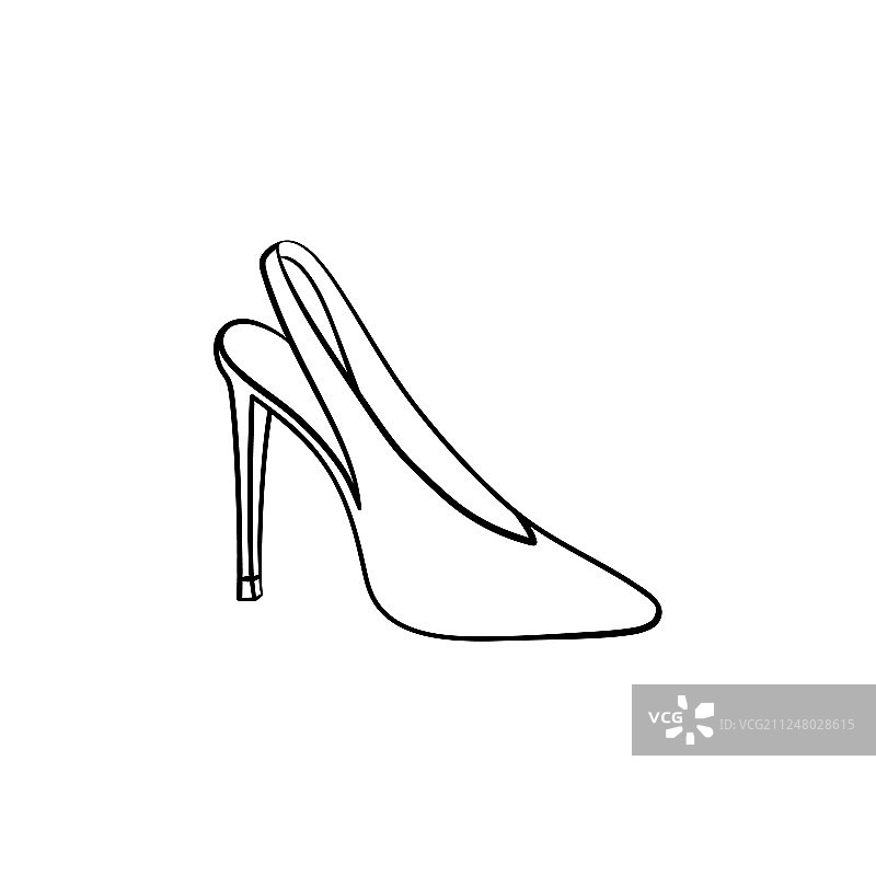 手绘高跟鞋轮廓涂鸦图标图片素材