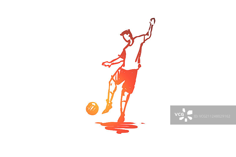 足球运动员向前冲锋进球概念图片素材