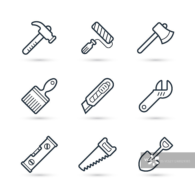 建筑用工具线性图标包图片素材