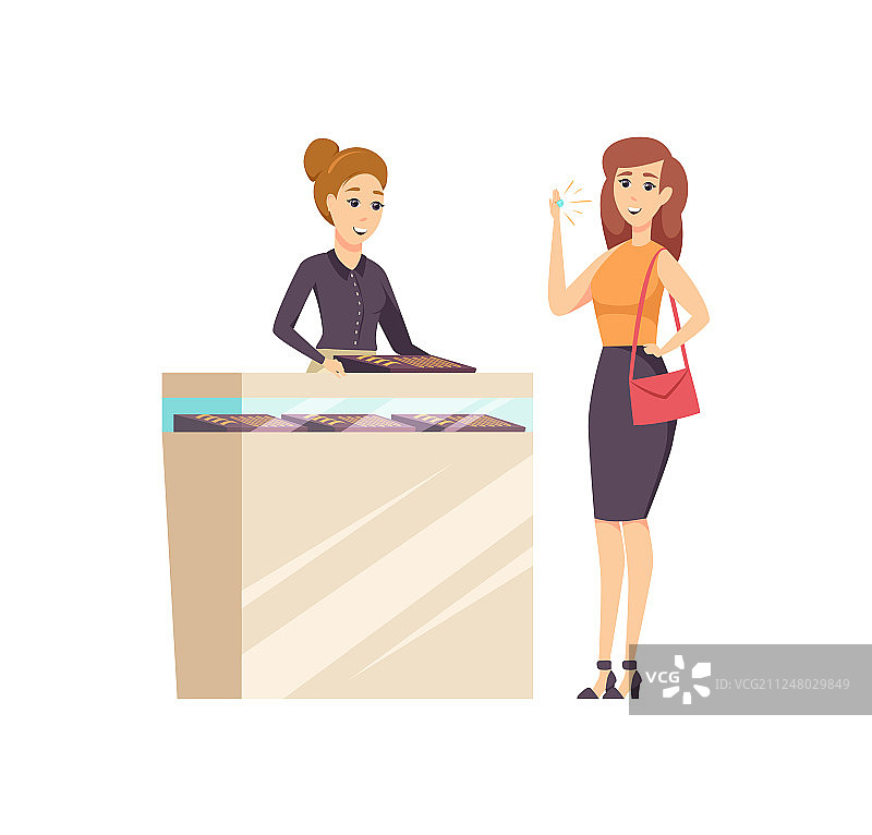 在珠宝店咨询的女顾客图片素材