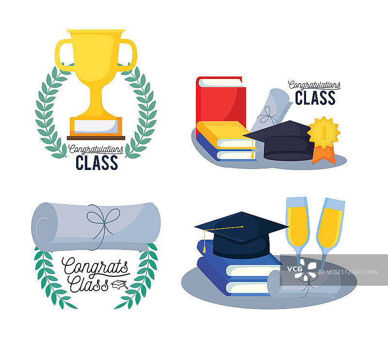 毕业班贺卡图标集图片素材