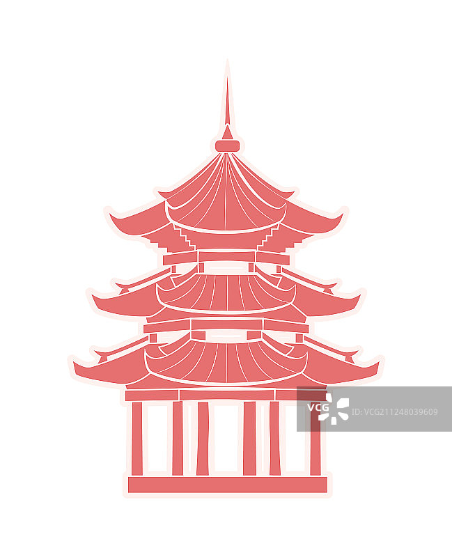 中式寺庙宝塔旅行贴纸图片素材